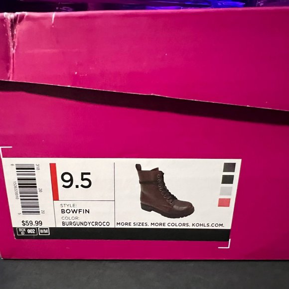 SO Bowfin Women's Combat Boots Burgandy size 9.5 - Picture 6 of 7